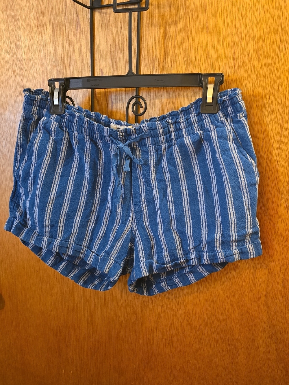 Old Navy Blue Striped Drawstring Linen Shorts